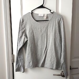Liz Claiborne Petite Heather Gray Long Sleeve Top Large